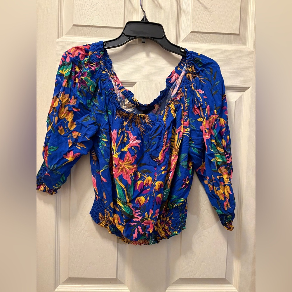 Rachel Rachel Roy Multicolor Bright Floral Shirt Travel Tropical